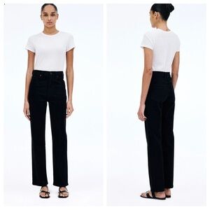 SLVRLAKE Jeans London High Rise Straight In Jet Black Womens 27